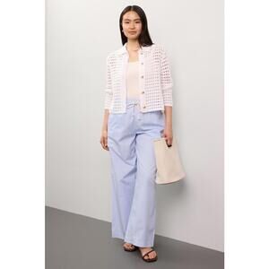 VINCE. White Block Stitch Cardigan Size XL/TG with Minor Stain